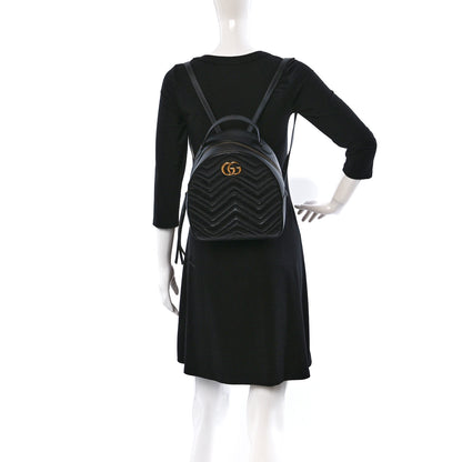 Gucci Calfskin Matelasse GG Marmont Dome Backpack Black 2 of 9