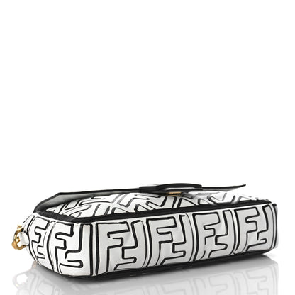 Fendi X JOSHUA VIDES Nappa FF Embossed Baguette White Black 4 of 9