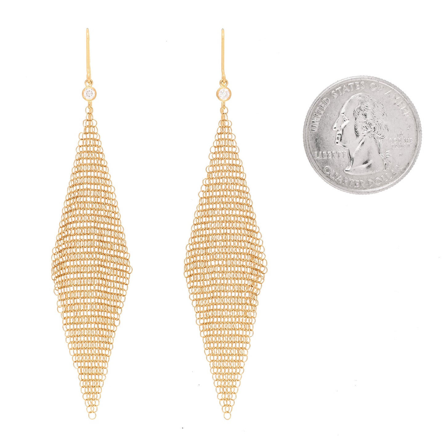 18K Yellow Gold Diamond Elsa Peretti Mesh Earrings