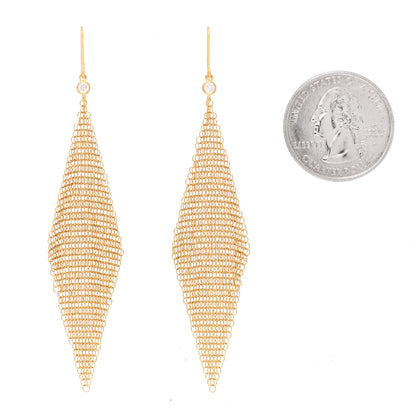 Tiffany 18K Yellow Gold Diamond Elsa Peretti Mesh Earrings 2 of 5