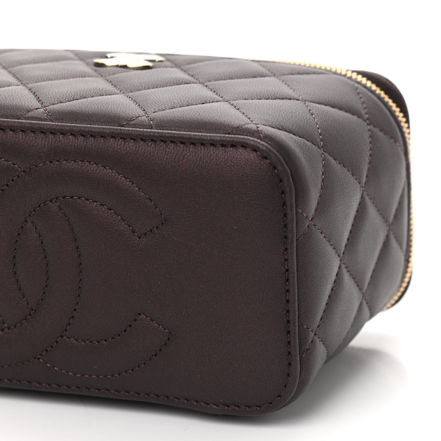 Chanel Iridescent Lambskin Quilted Small Top Handle Vanity Case With Chain Burgundy 11 of 12