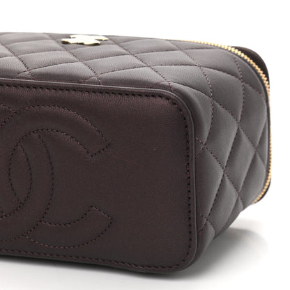 Chanel Iridescent Lambskin Quilted Small Top Handle Vanity Case With Chain Burgundy 11 of 12