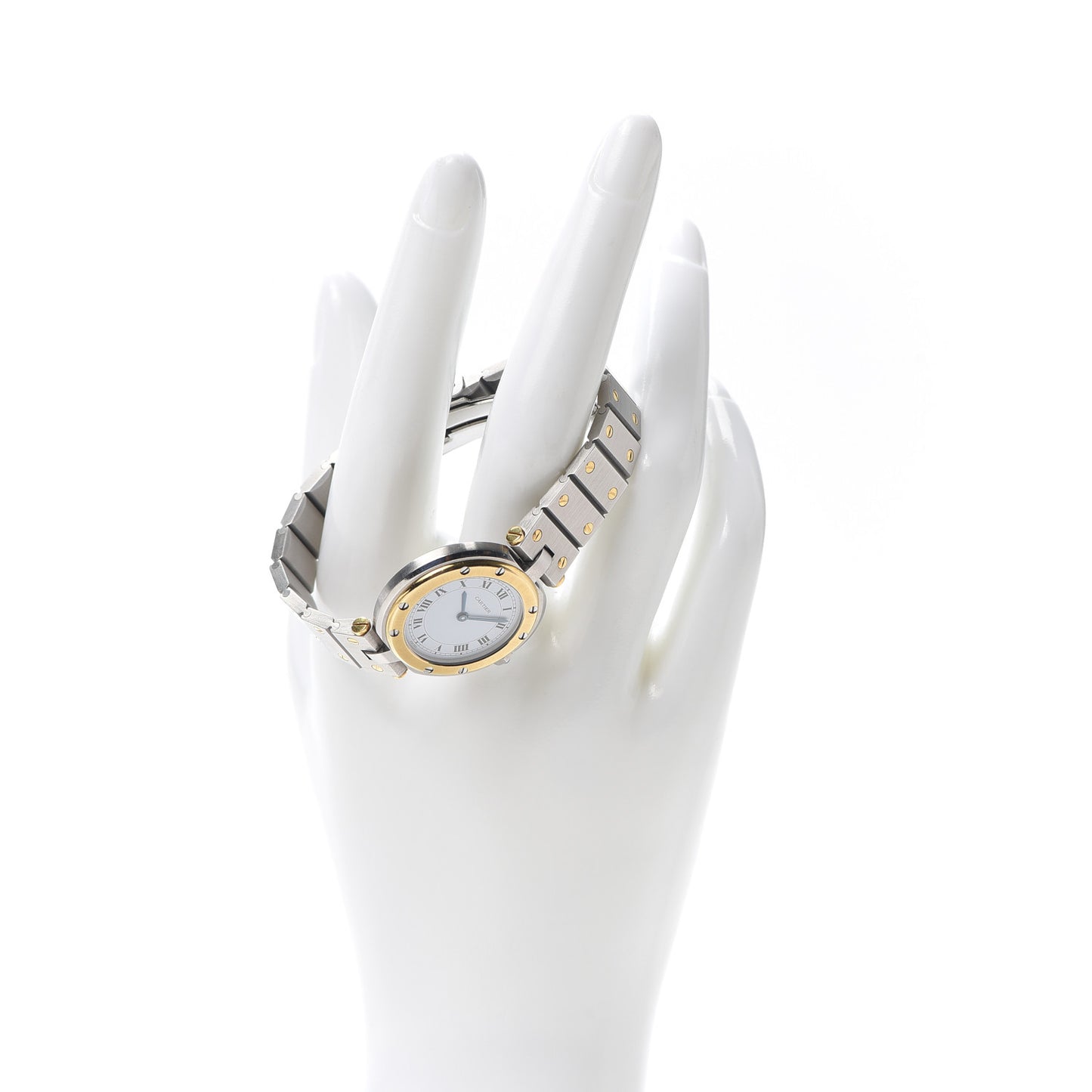 Stainless Steel 18K Yellow Gold 27mm Santos De Cartier Vendome Quartz Watch