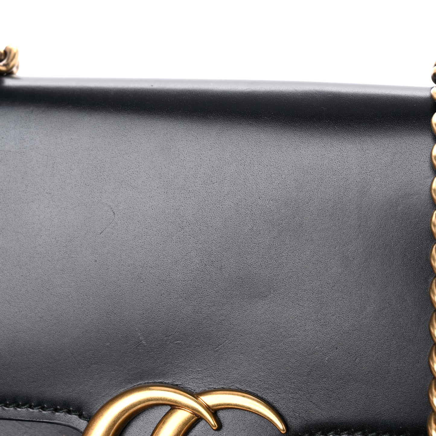 Knight Calfskin Small GG Marmont Chain Handle Bag Black