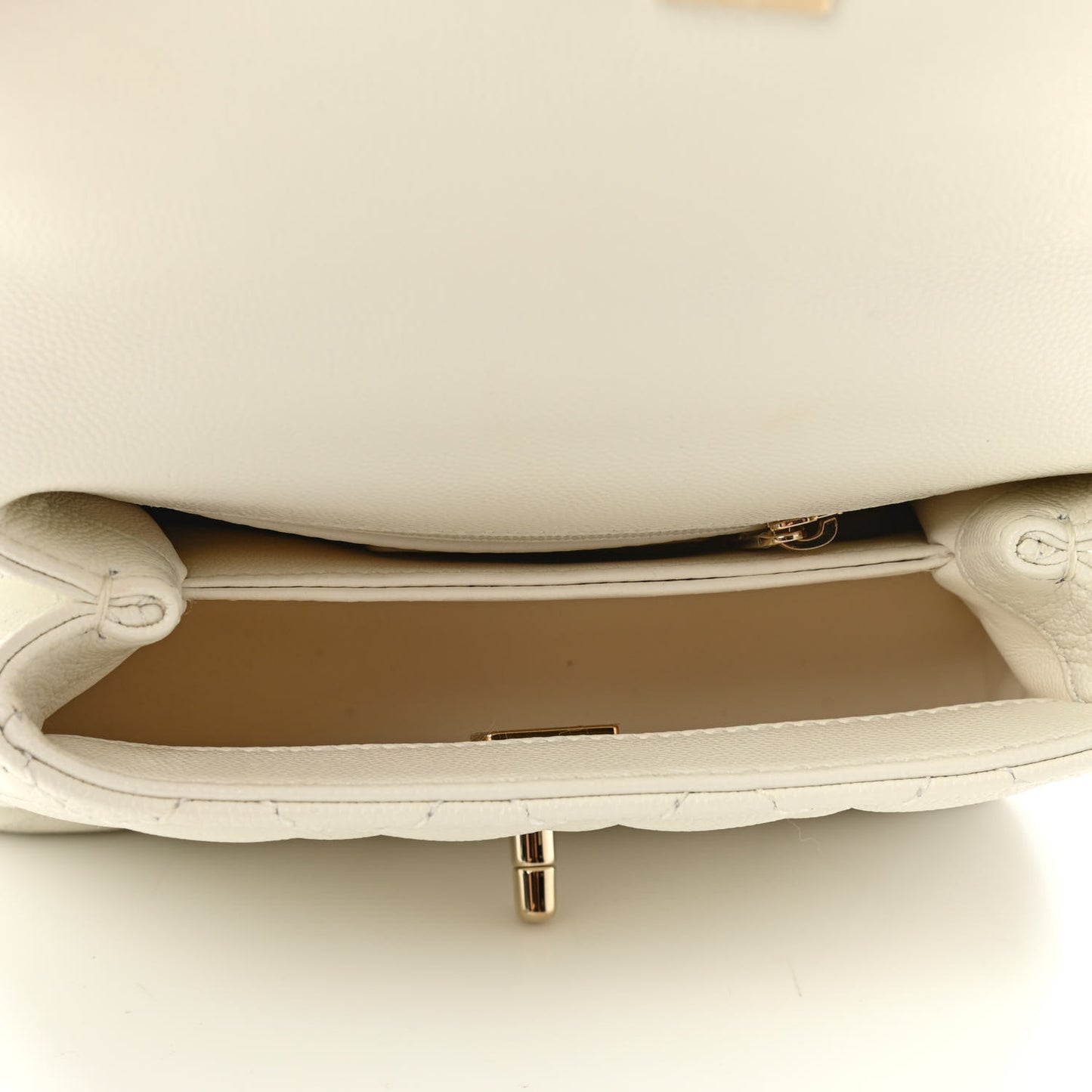 Caviar Quilted Extra Mini Coco Handle Flap White