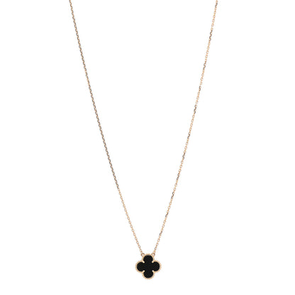 Van Cleef & Arpels 18K Yellow Gold Black Onyx Vintage Alhambra Pendant Necklace 1 of 6