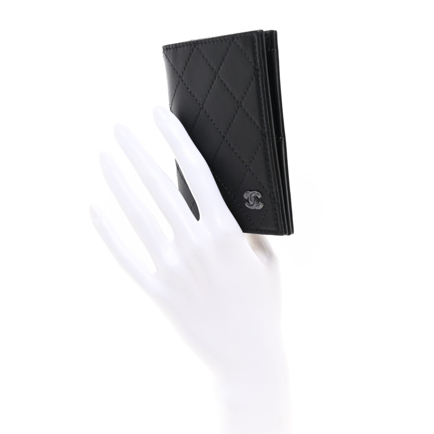 Chanel Grained Calfskin Quilted Card Holder Wallet So Black 2 of 8