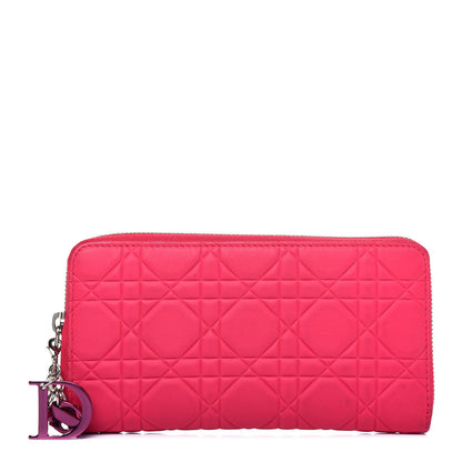 Christian Dior Lambskin Cannage Lady Dior Zip Wallet Fuchsia 1 of 19