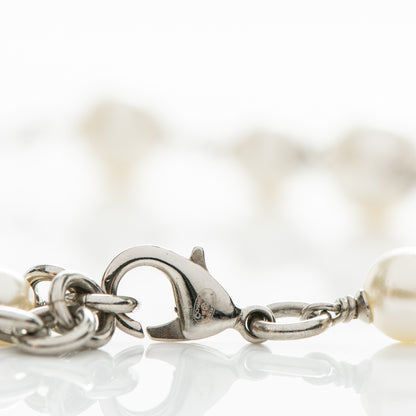 Chanel Crystal Pearl CC Long Necklace Silver 5 of 5