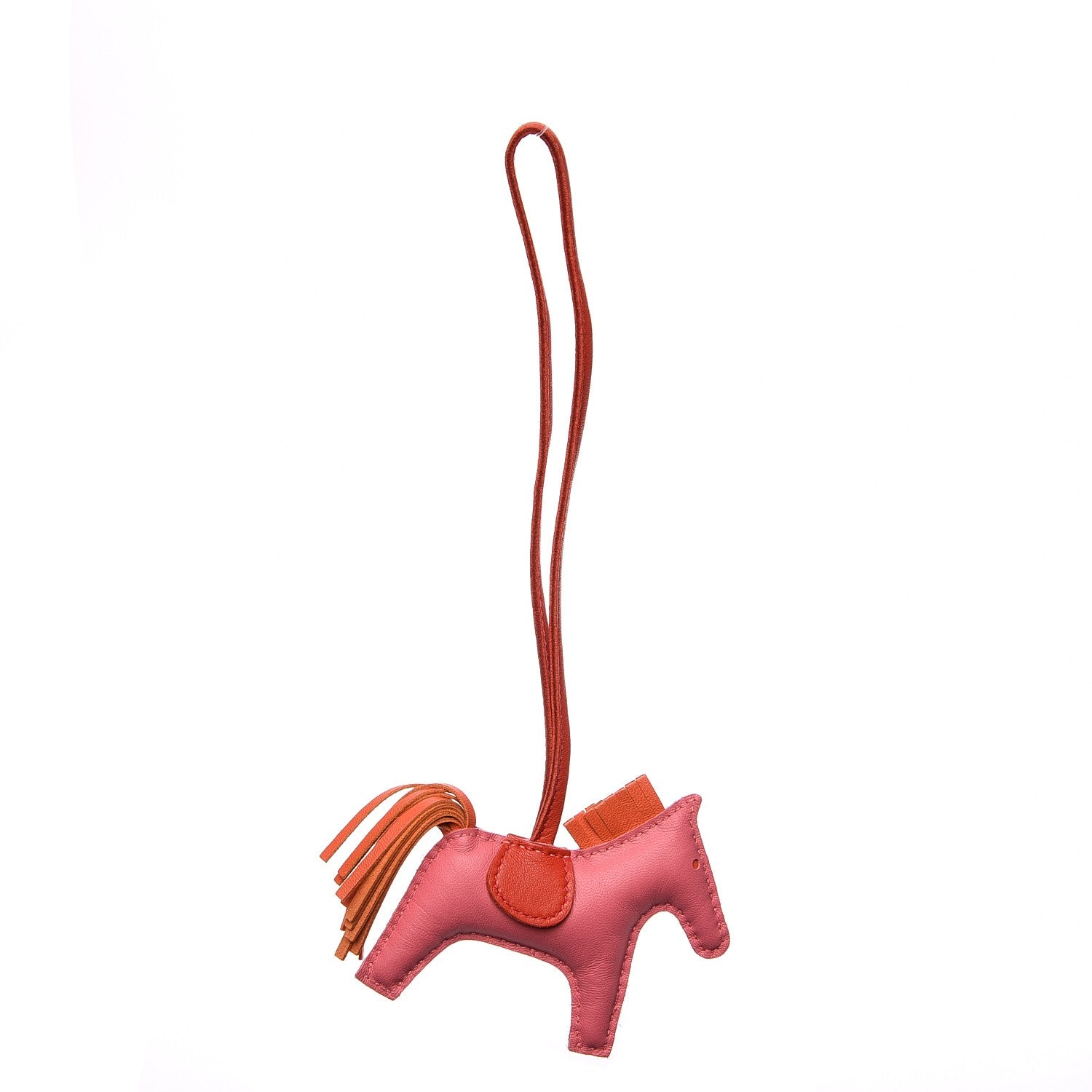 Hermes Milo Lambskin Grigri Rodeo Bag Charm PM Rose Azalee Orange Poppy Rouge Indien 3 of 5