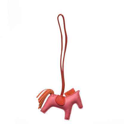 Hermes Milo Lambskin Grigri Rodeo Bag Charm PM Rose Azalee Orange Poppy Rouge Indien 3 of 5