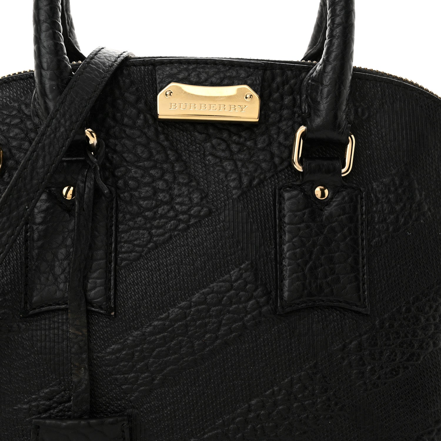 Burberry Heritage Grain Check Embossed Small Orchard Bowling Bag Black 8 of 13