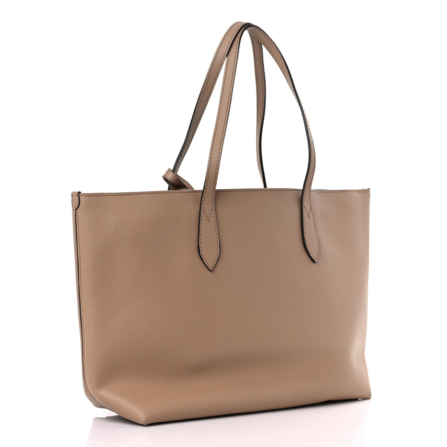 Grainy Calfskin Haymarket Check Medium Reversible Tote Camel