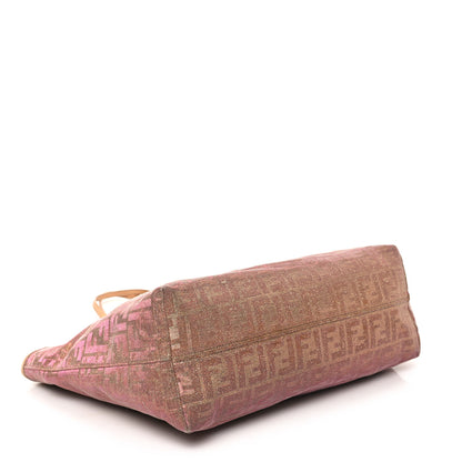 Fendi Metallic Lurex Zucca Medium Roll Tote Arancio 4 of 12