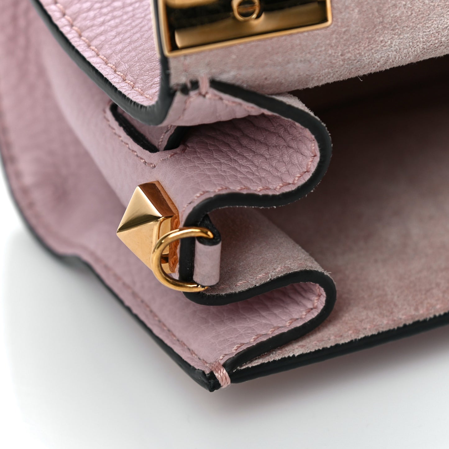 Grained Calfskin Mini My Rockstud Frame Bag Poudre