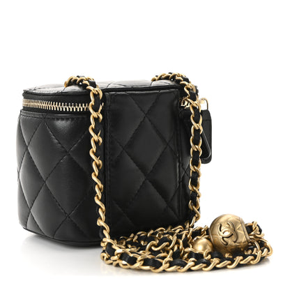 Chanel Lambskin Quilted Mini Pearl Crush Vanity Case With Chain Black 3 of 10