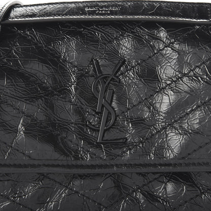 Saint Laurent Crinkled Calfskin Matelasse Monogram Baby Niki Chain Satchel Black 8 of 9