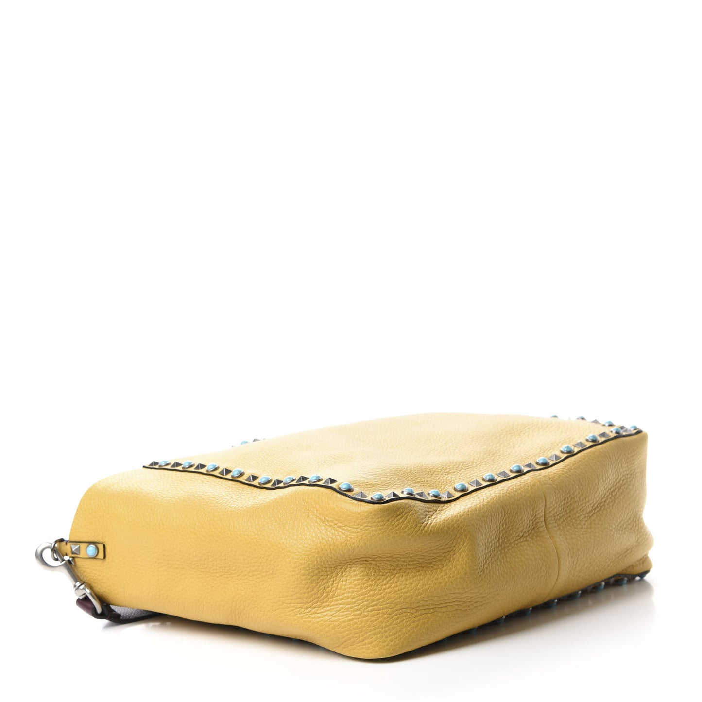 Stampa Alce Calfskin Medium Guitar Strap Rockstud Rolling Reversible Tote Wine Yellow