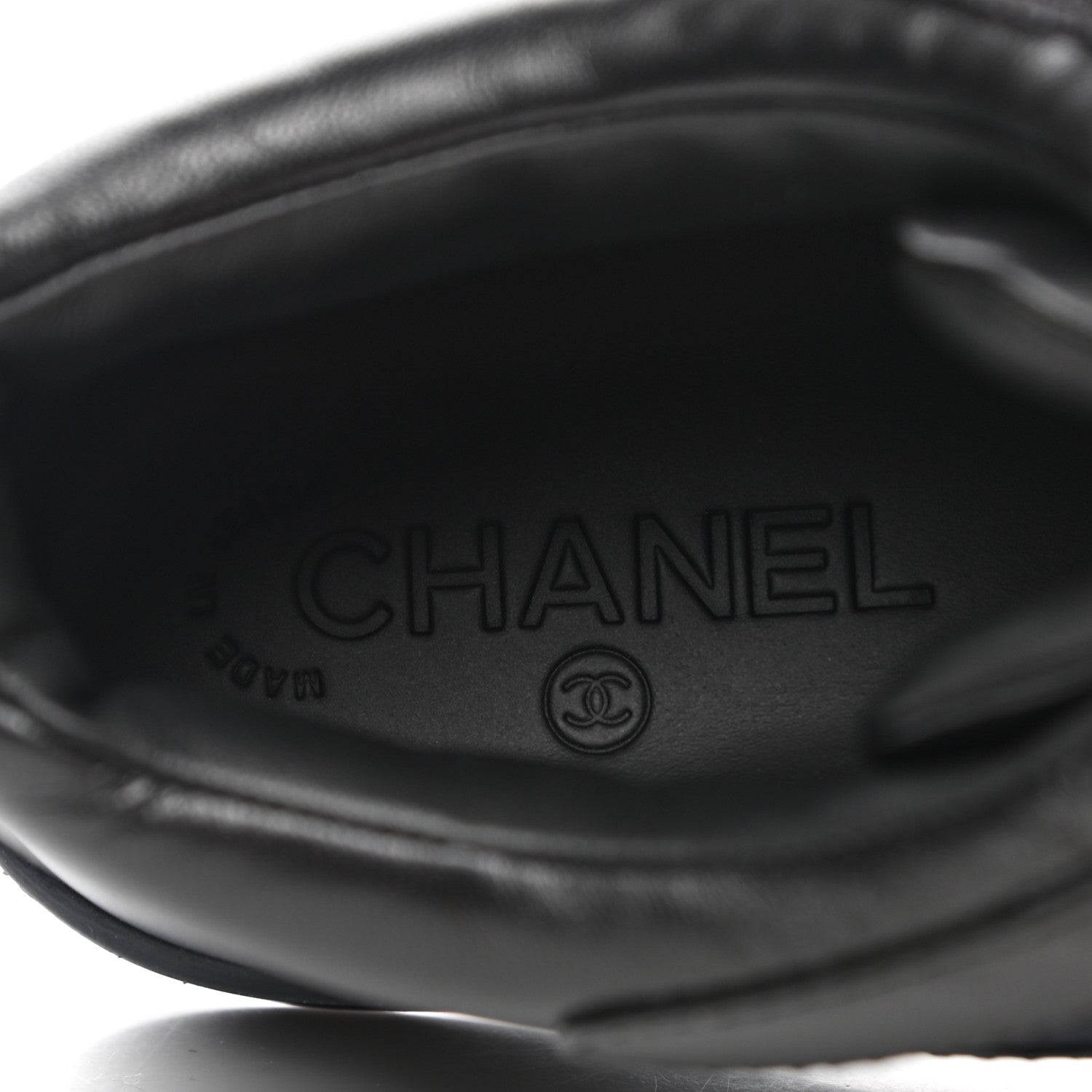 Chanel Lambskin Logo Strap Sneakers 38.5 Blue Black 7 of 9