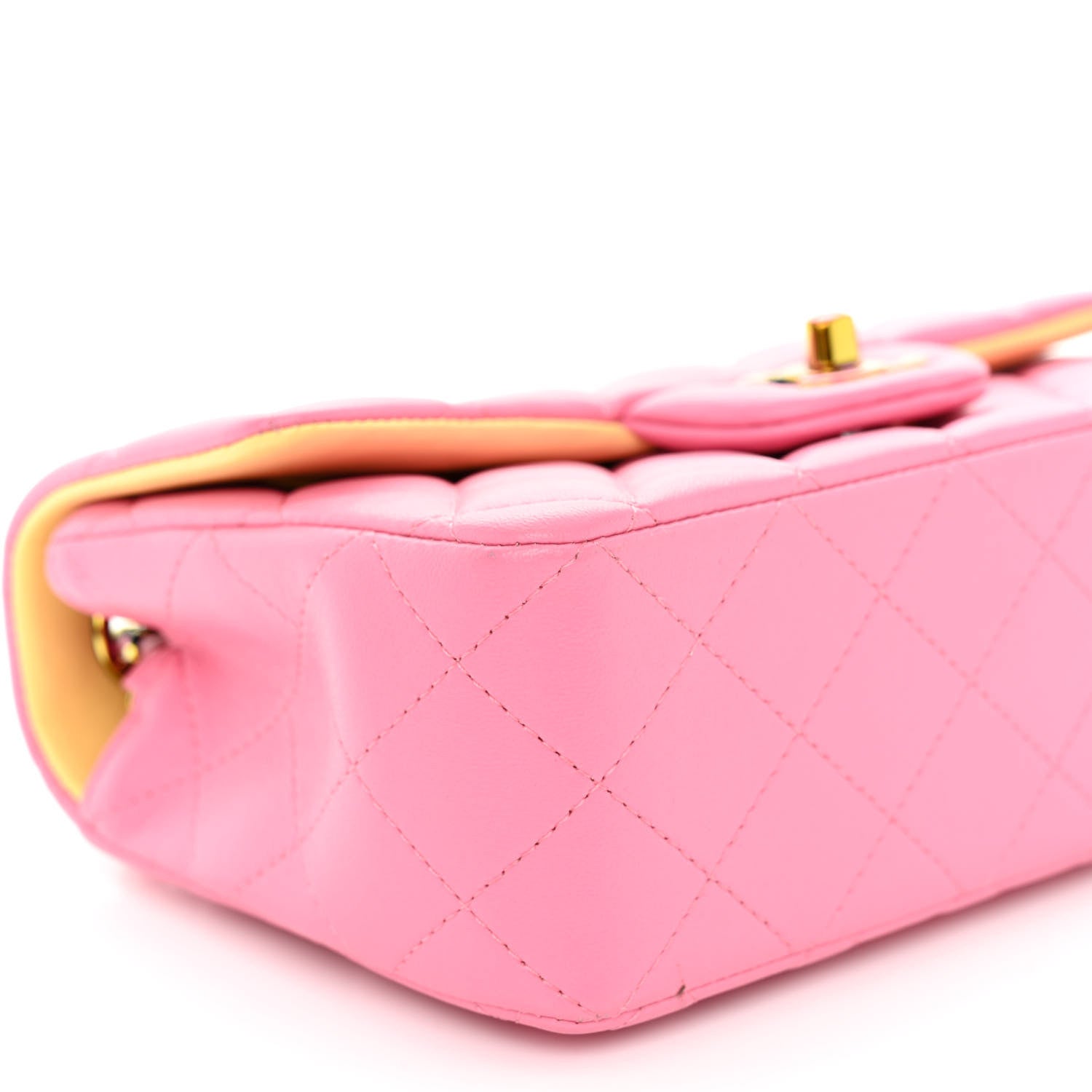 Chanel Lambskin Quilted Mini Rectangular Flap Pink Yellow 9 of 10