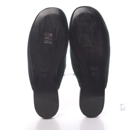 Gucci Velvet Crystal Snake Embroidered Womens Slippers 35 Dark Green 5 of 9