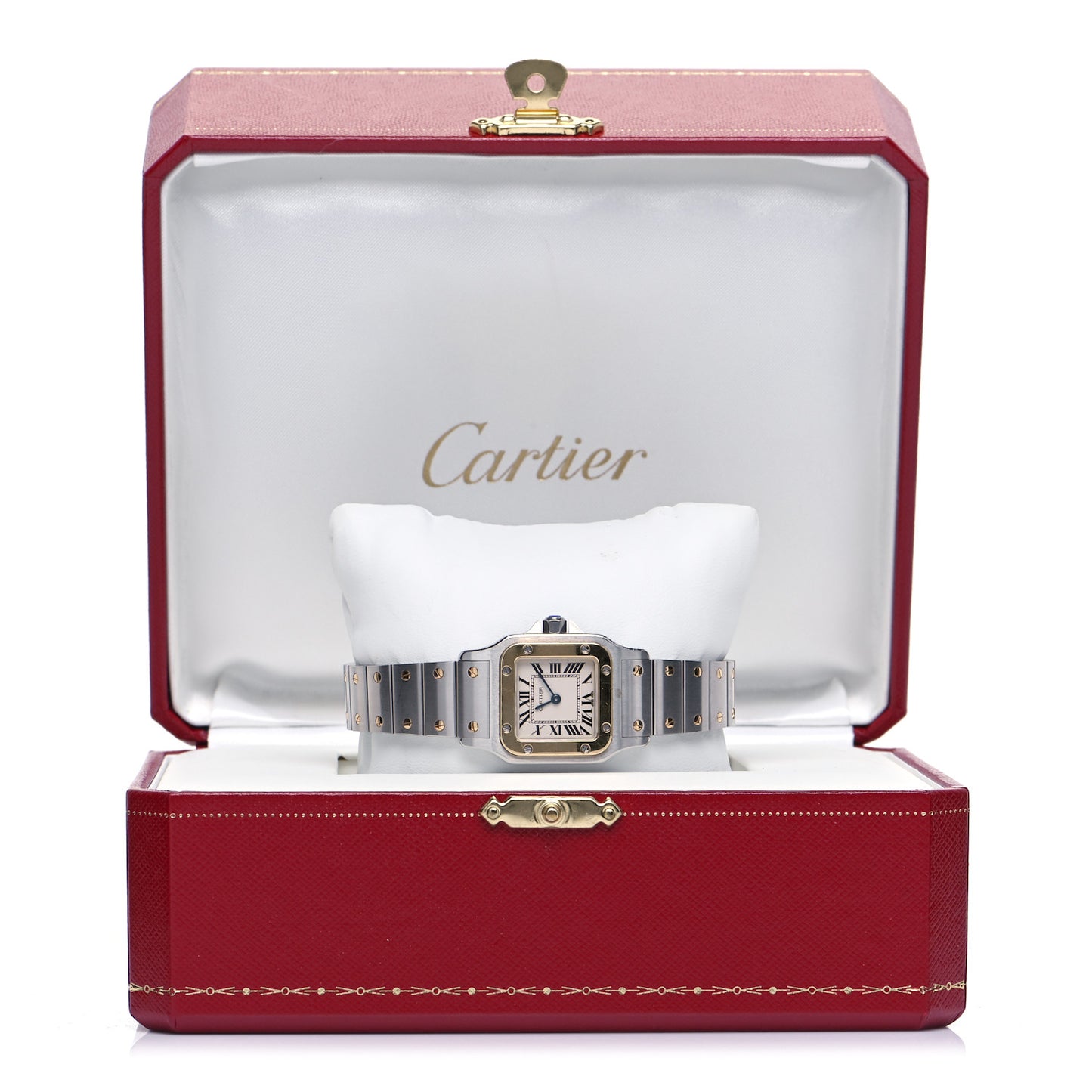 Stainless Steel 18K Yellow Gold 24mm Santos De Cartier Galbee Quartz Watch