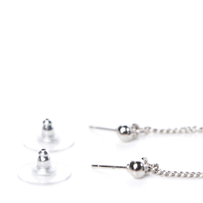 Chanel Baguette Crystal CC Drop Earrings Silver 3 of 4