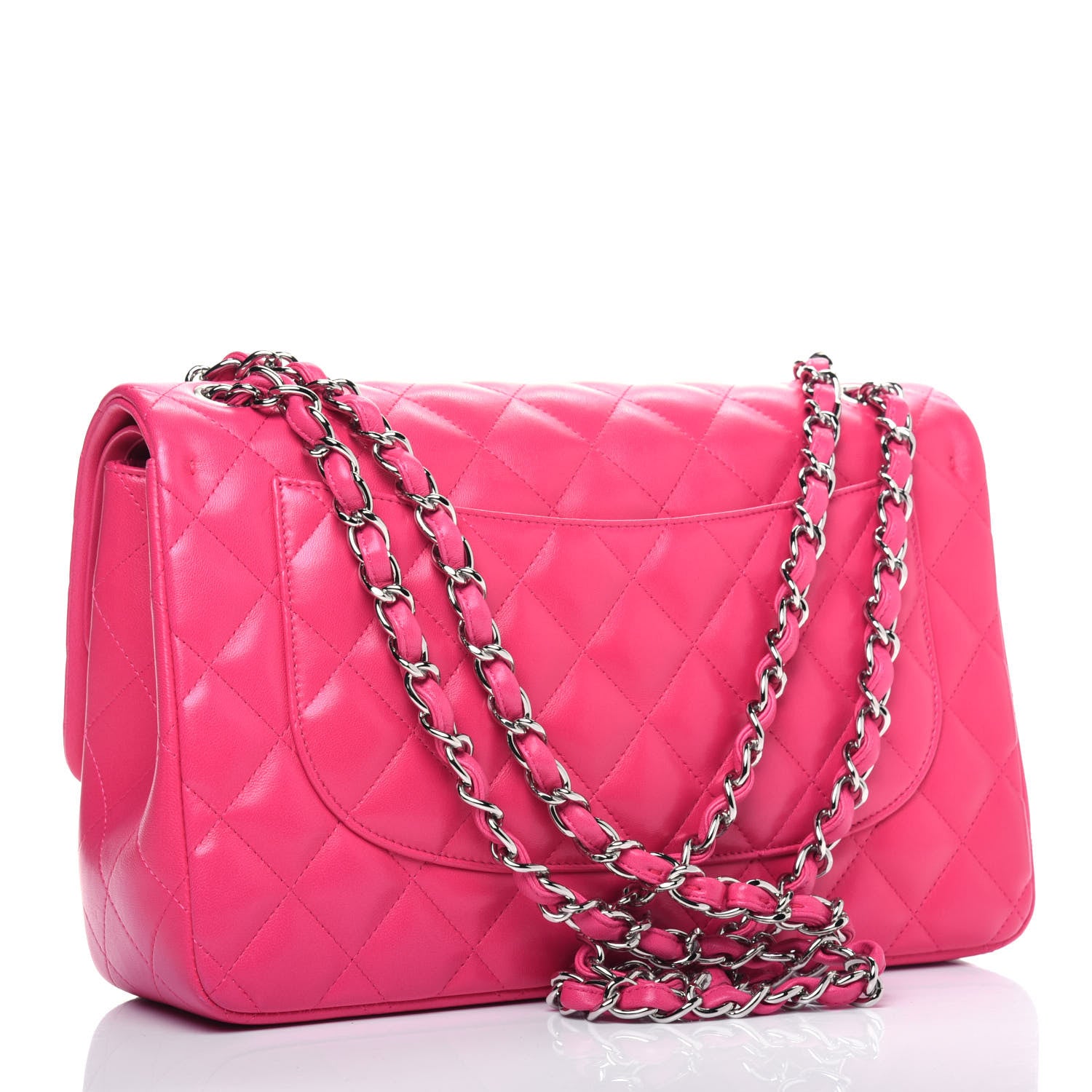 Chanel Lambskin Quilted Jumbo Double Flap Dark Pink 3 of 14