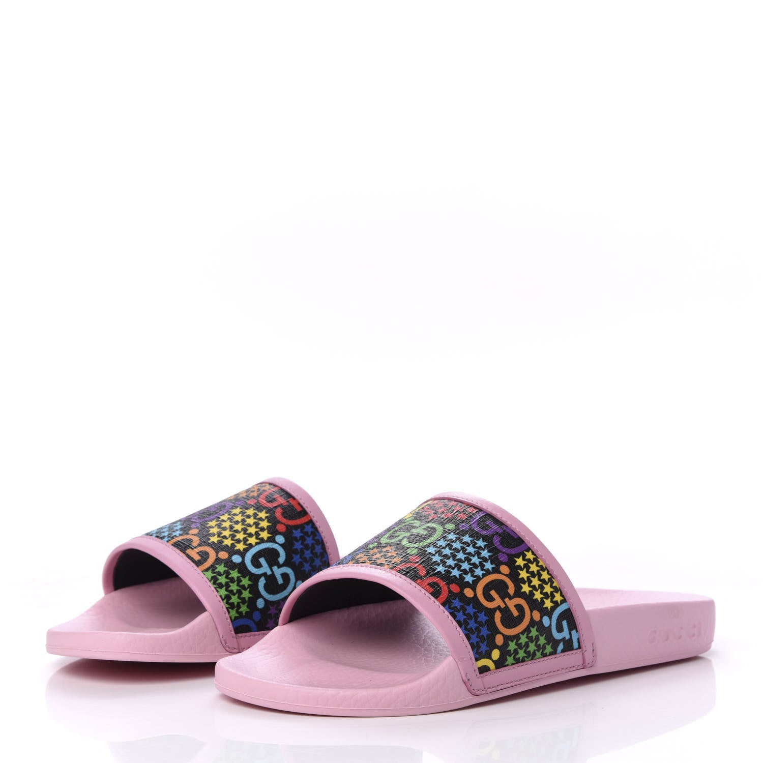 Gucci GG Supreme Monogram Psychedelic Slide Sandals 36 Black Multicolor Sugar Pink 3 of 11