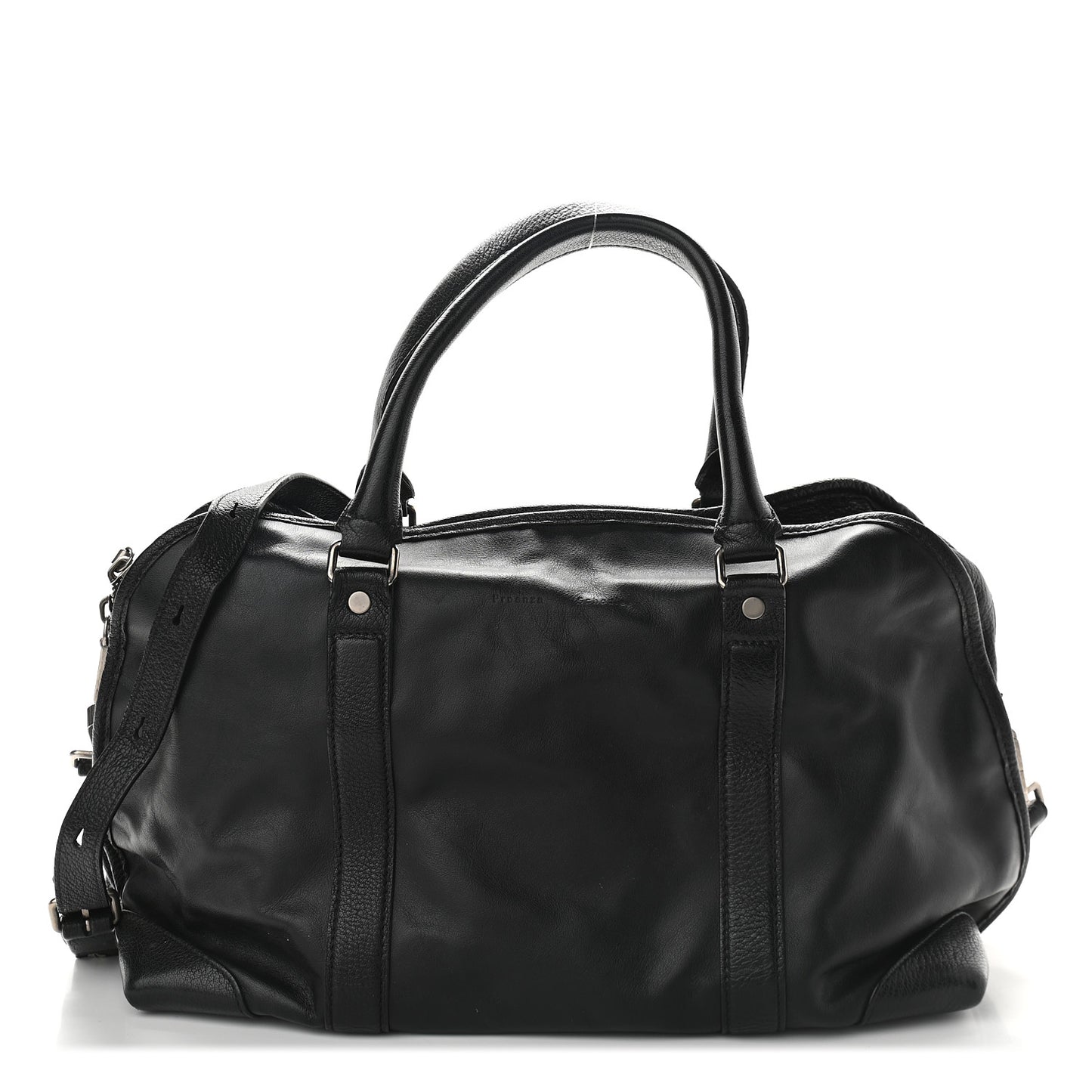 Calfskin Top Handle Satchel Bag Black