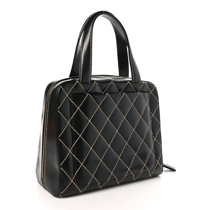 Chanel Calfskin Wild Stitch Vertical Top Handle Bag Black 4 of 12