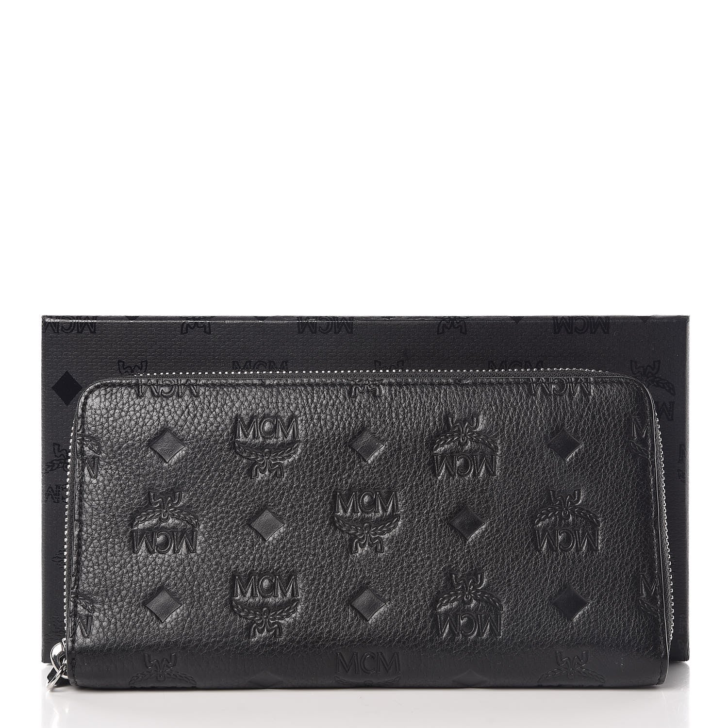 MCM Calfskin Ottomar Monogram Klara Zip Wallet Black 11 of 11