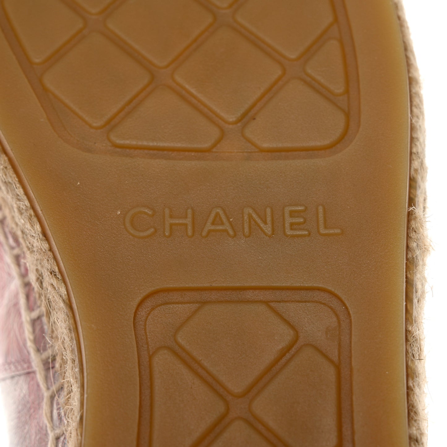 Laminated Lambskin Grosgrain Embroidered CC Espadrilles 40 Pink Silver Black
