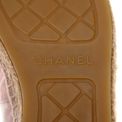 Chanel Laminated Lambskin Grosgrain Embroidered CC Espadrilles 40 Pink Silver Black 8 of 9
