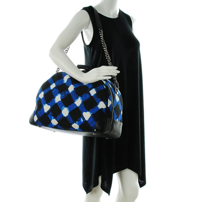 Chanel Caviar Printed Canvas Bowling Bag White Blue Black 2 of 7