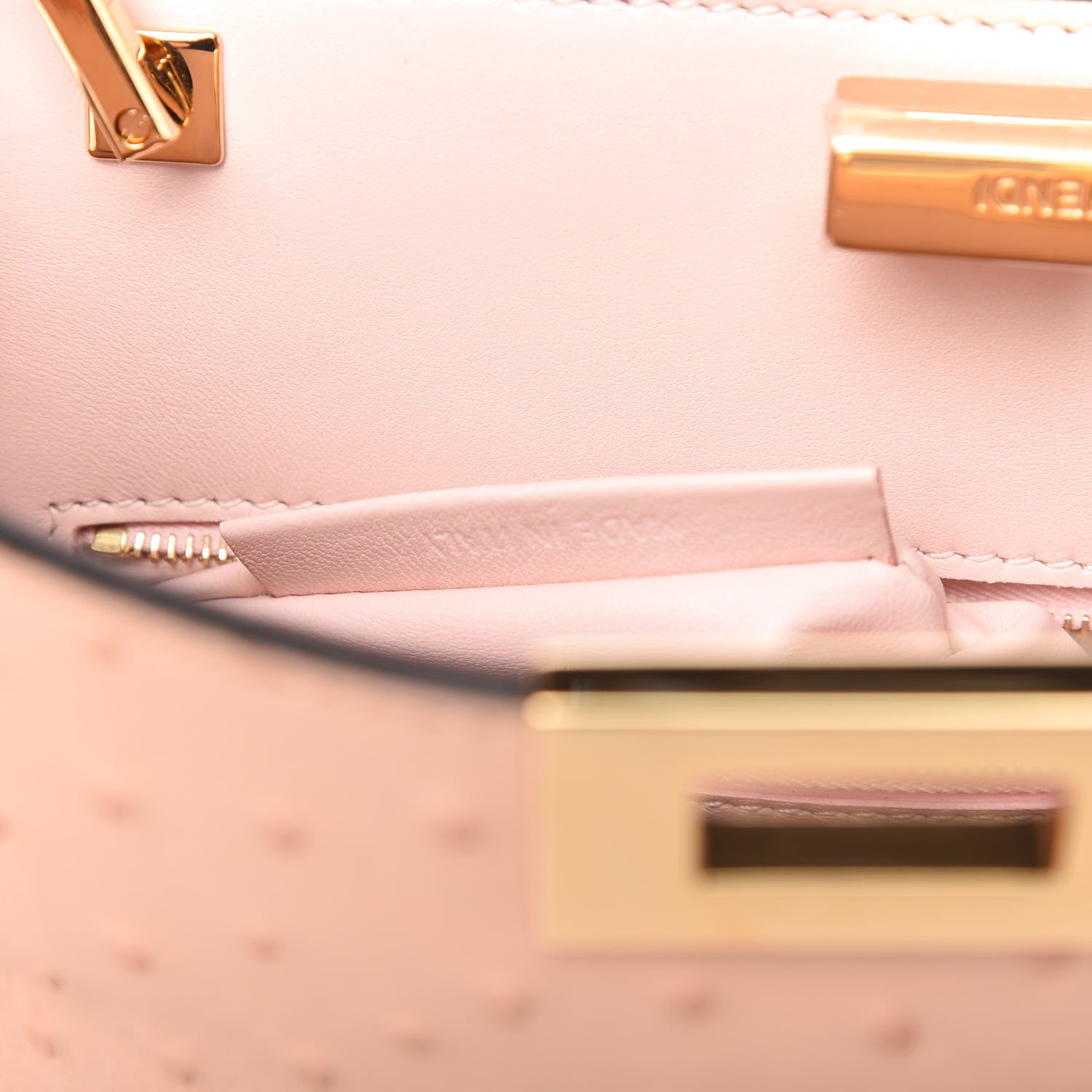 Fendi Ostrich Shiny Nappa Medium Peekaboo Iconic Essentially Satchel Confetto 9 of 11
