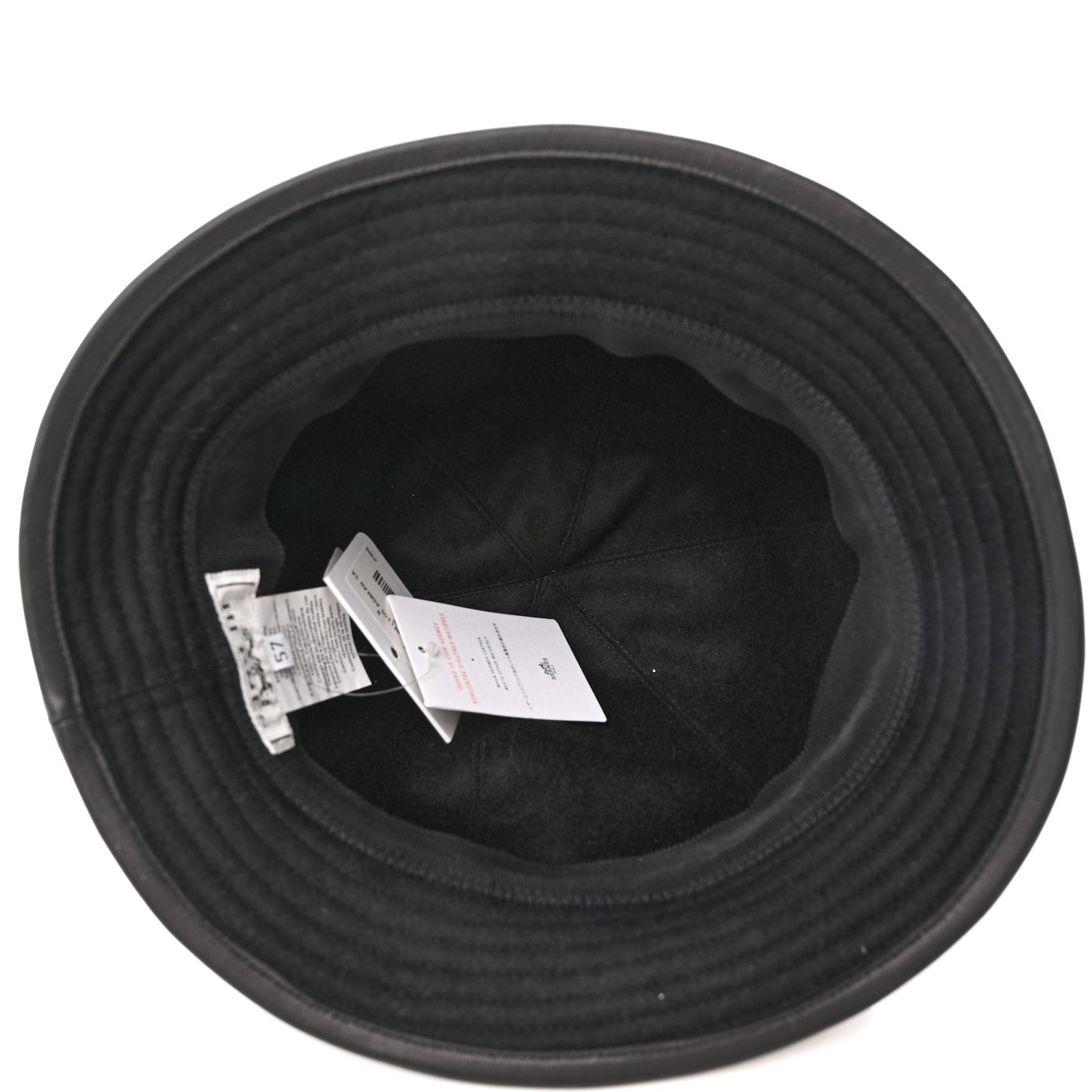 Hermes Wool Calfskin Hat 57 Black 7 of 11