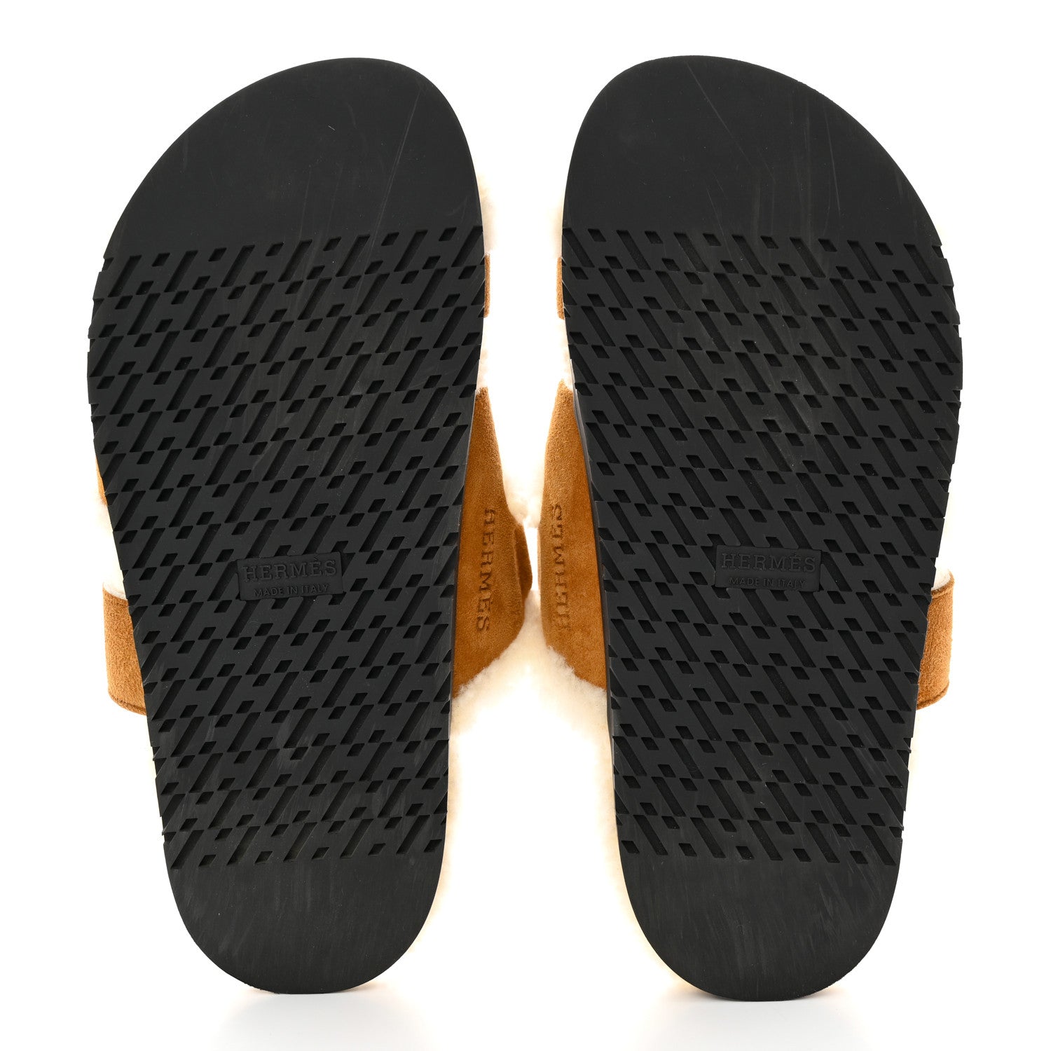 Hermes Suede Goatskin Woolskin Womens Chypre Sandals 36.5 Naturel Ecru 5 of 8
