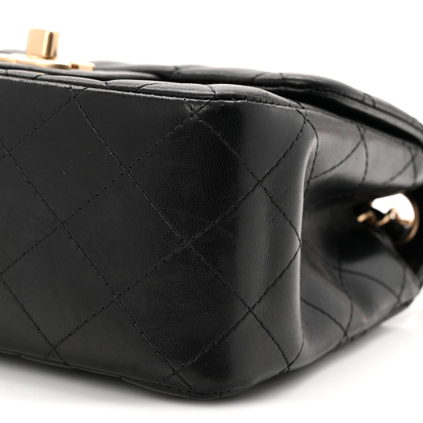 Lambskin Quilted Mini Square Flap Black