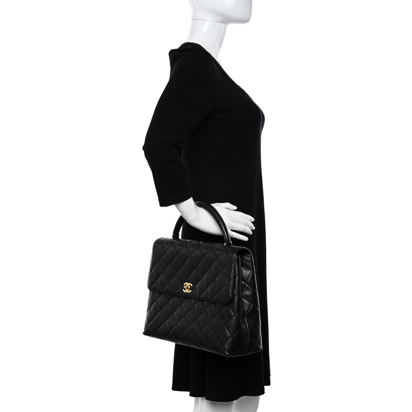 Caviar Quilted Jumbo Kelly Flap Black