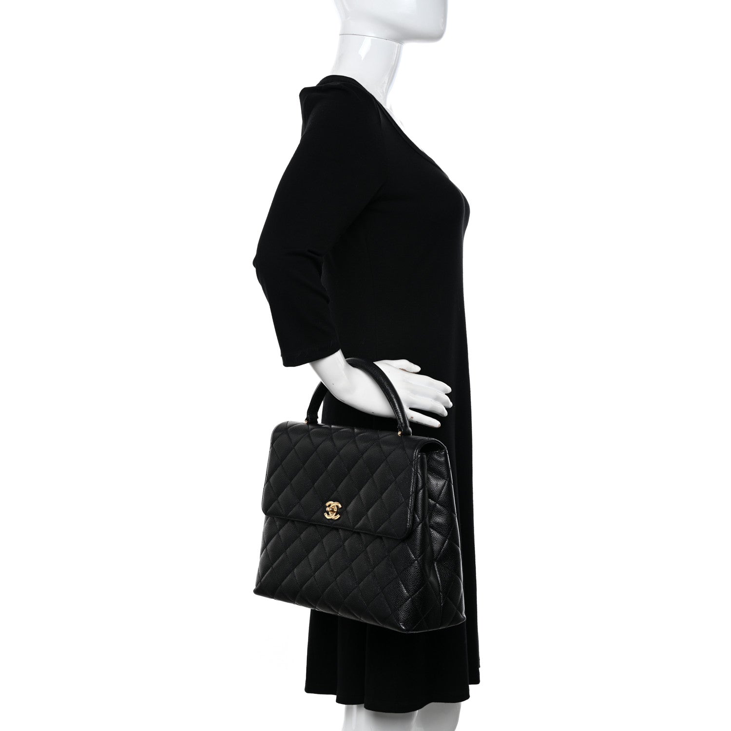 Chanel Caviar Quilted Jumbo Kelly Flap Black 2 of 16