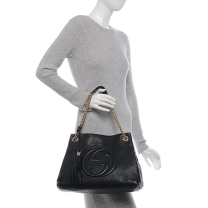 Gucci Pebbled Calfskin Medium Soho Chain Shoulder Bag Black 2 of 7