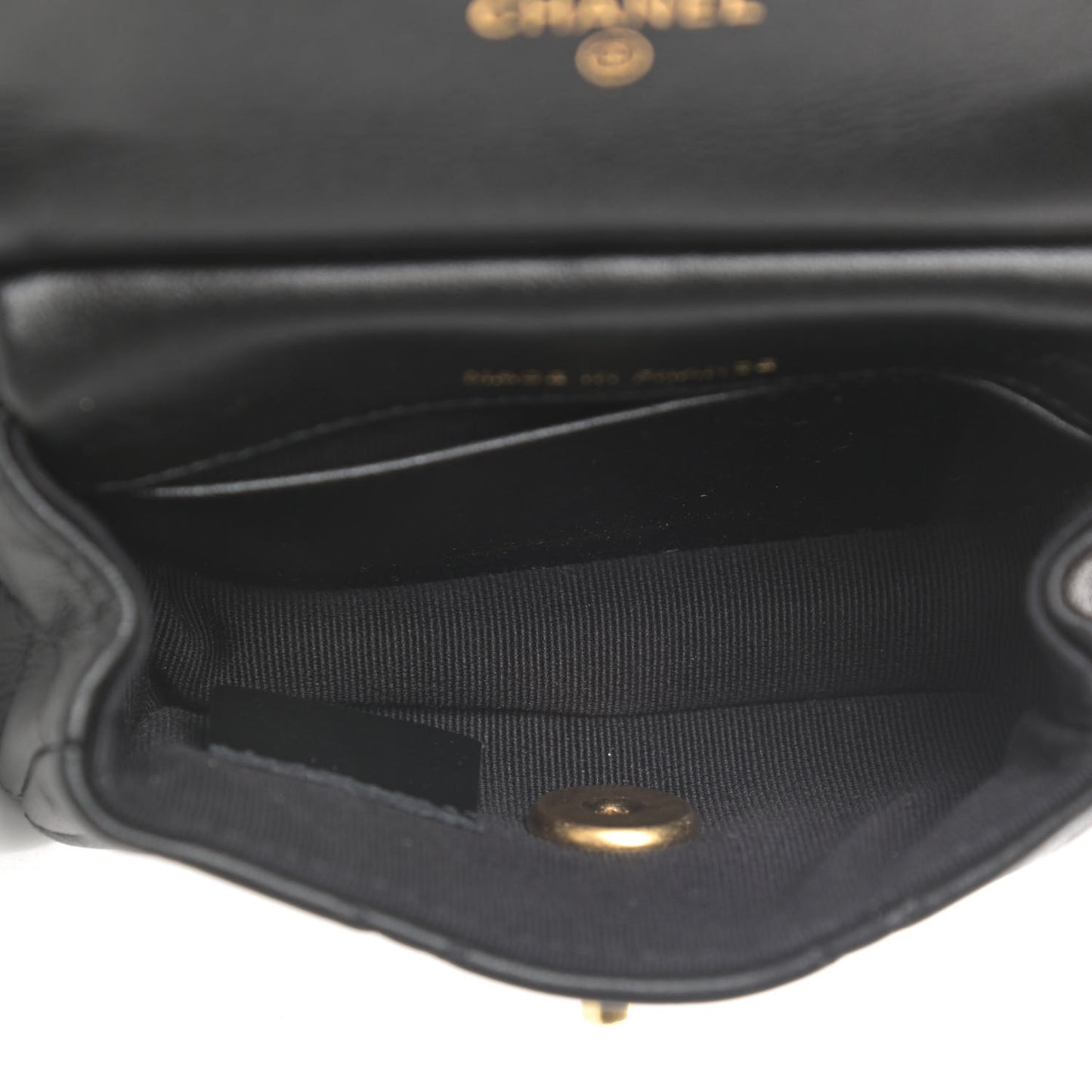 Calfskin Quilted Lady Handle Flap Card Holder With Chain Black