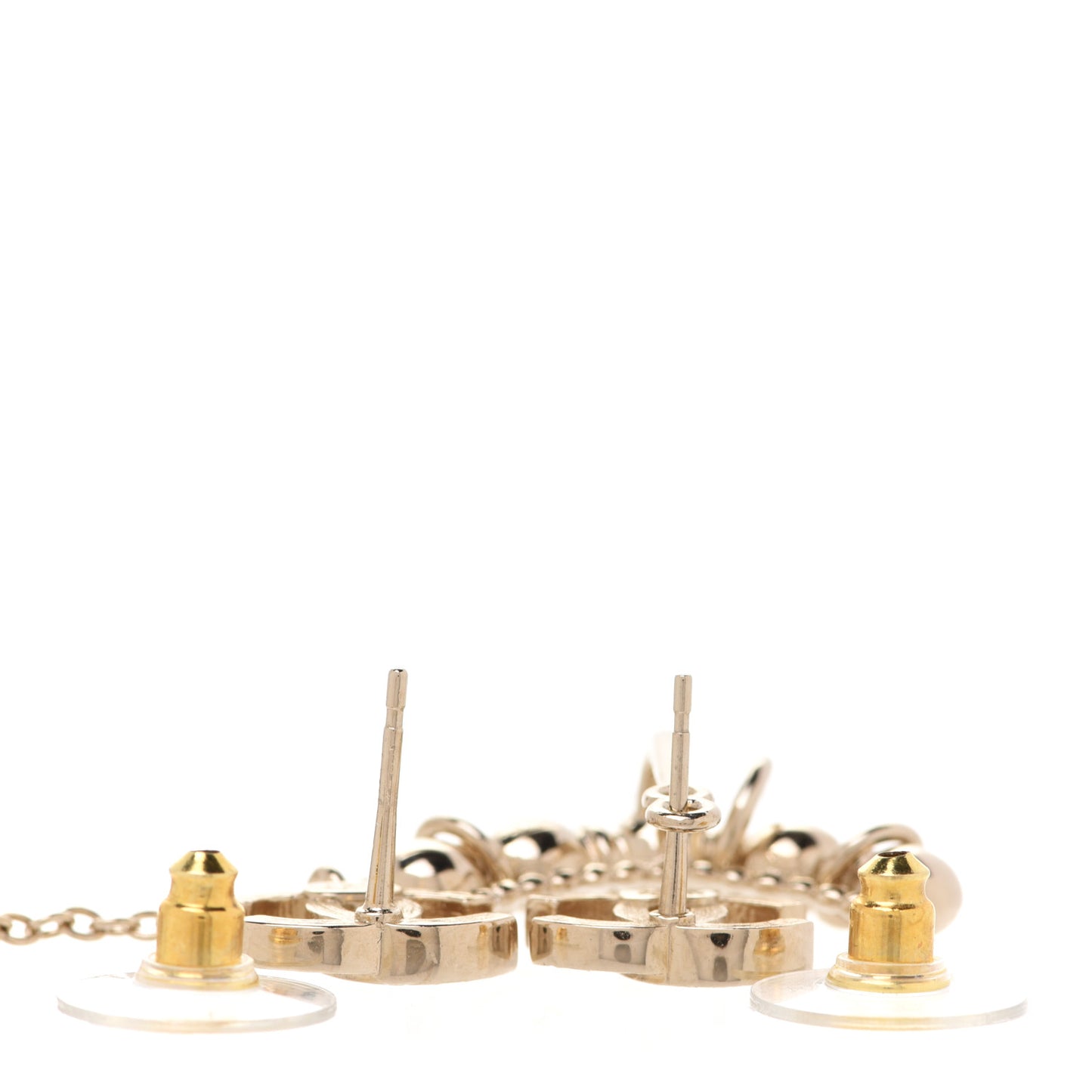 Metal Crystal CC Chain Cuff Earrings Gold