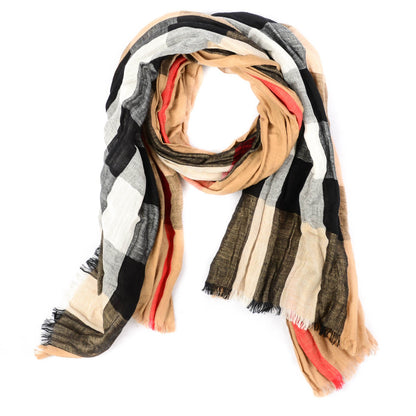 Burberry Silk Wool Mega Check Lightweight Scarf Camel 1 of 4