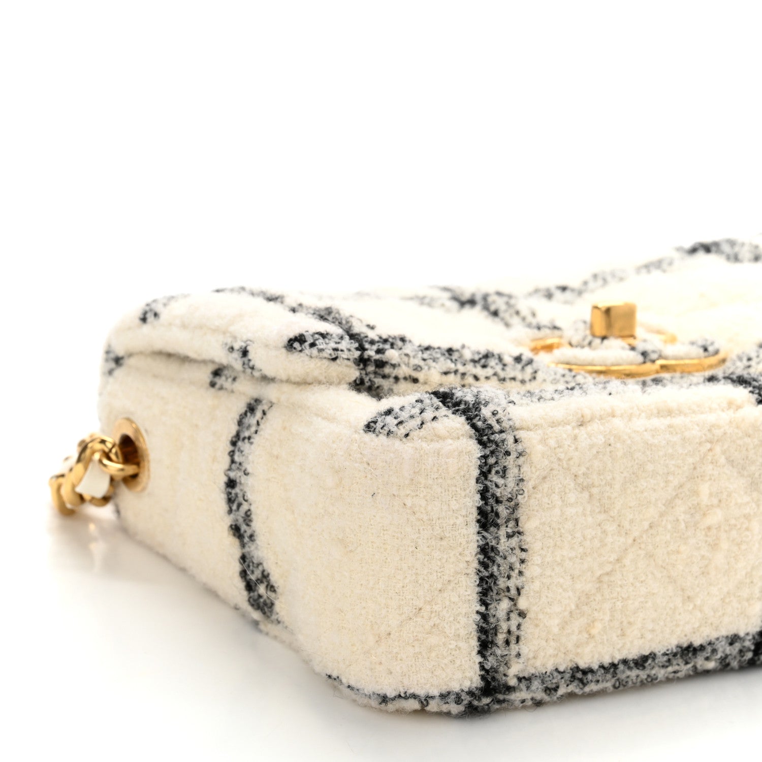 Chanel Wool Tweed Quilted Small Elegant Chain Flap White 9 of 11
