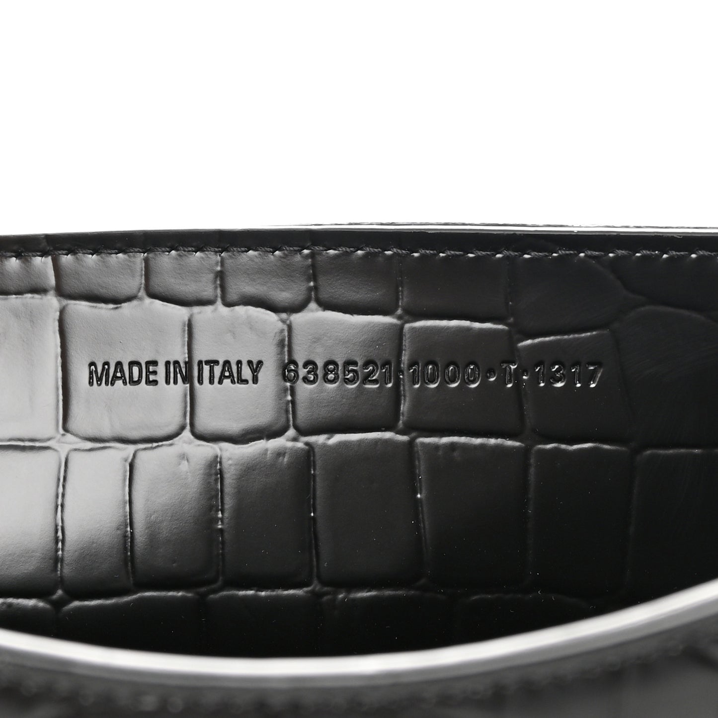 Semi Shiny Calfskin Crocodile Embossed Neo Classic Black Hardware S City Black