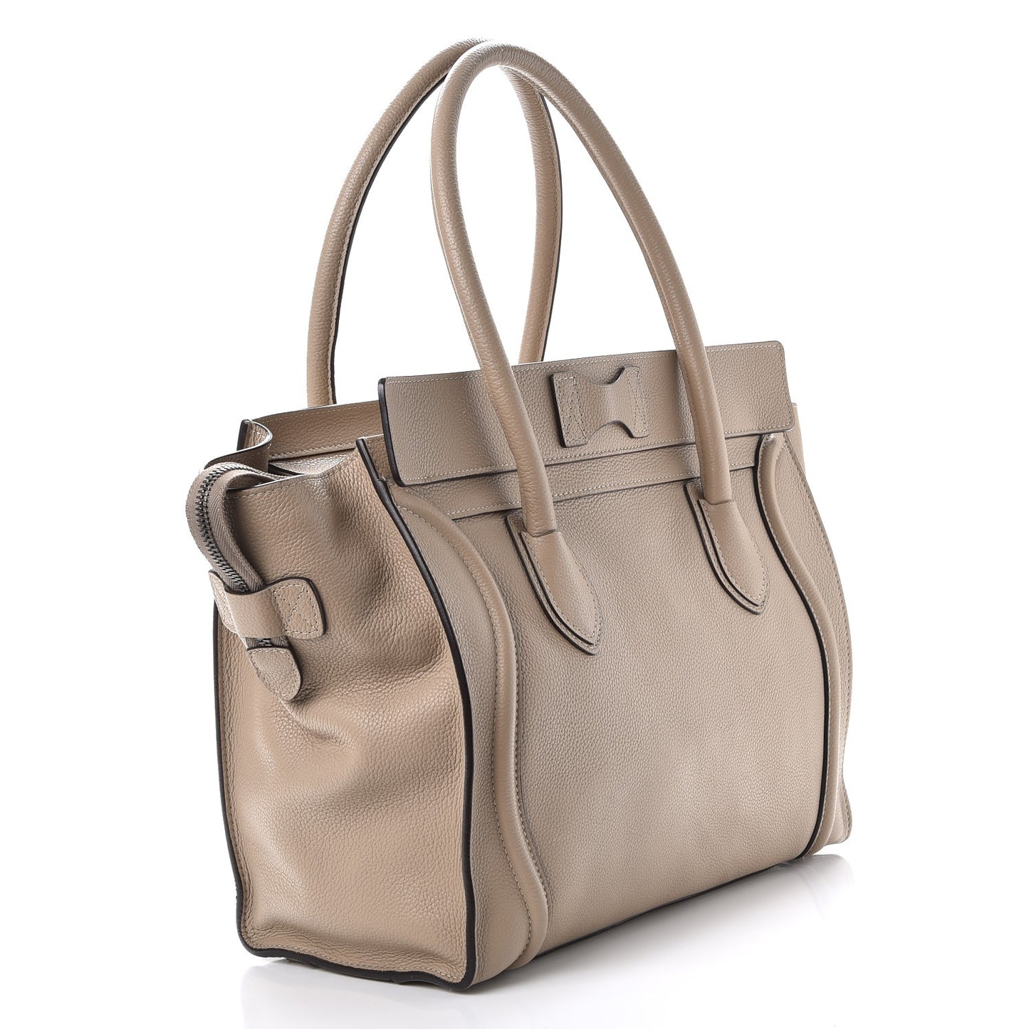 Drummed Calfskin Shoulder Luggage Dune