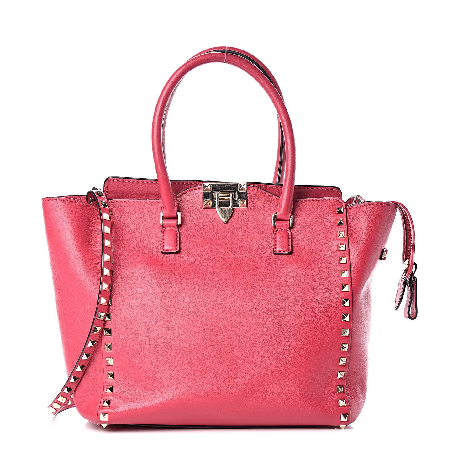 Vitello Rockstud Double Handle Tote Cyclamin