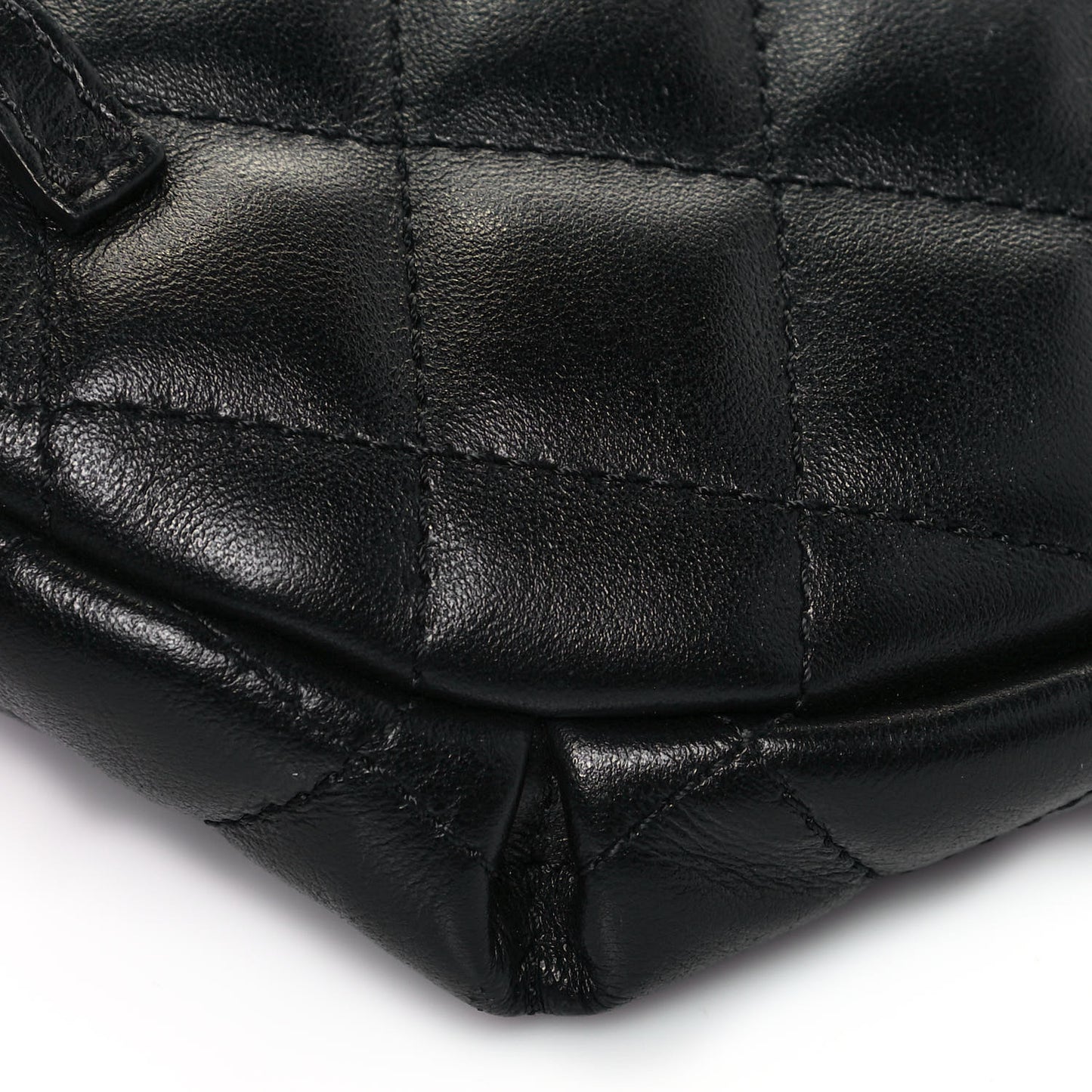 Calfskin Quilted Waist Belt Bag Black